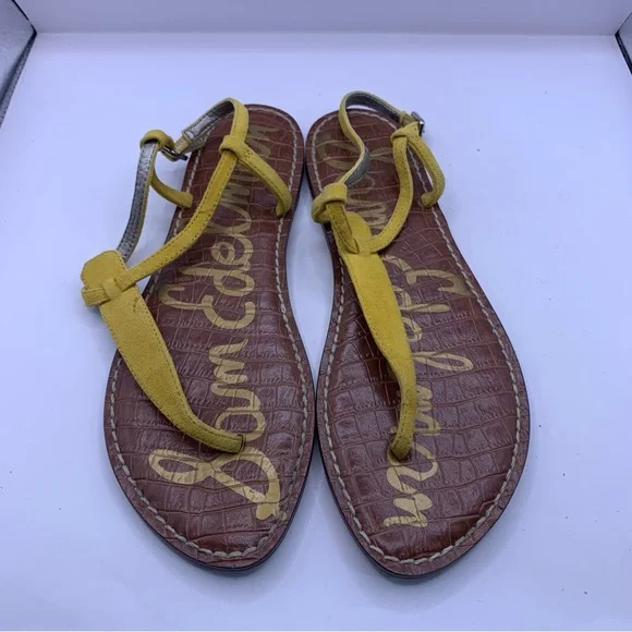 Sam Edelman Gigi Yellow Thong T Strap Flat Sandal Women 8M F12 - Picture 4 of 7